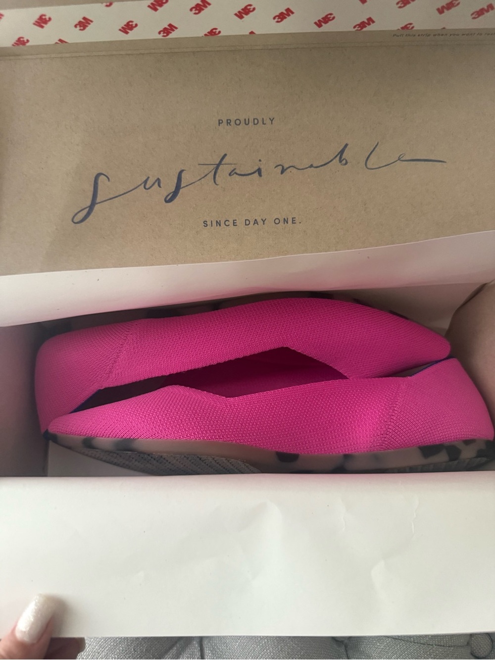 Rothy's Pointed Ballet Flat in Bright Fuchsia - Picture 2 of 8